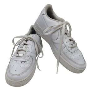 Nike Air Force 1 AF1 White Leather Low Top‎ Sneakers Youth Size 6.5Y